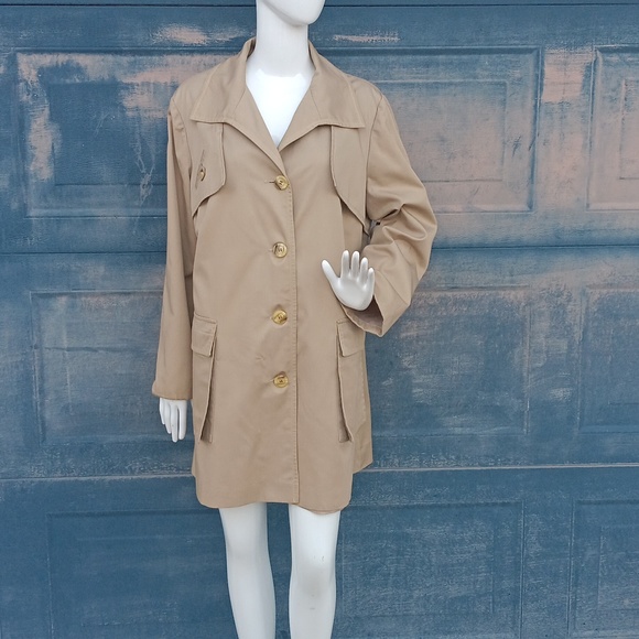 LADIES CANADIAN MADE COTTON POLY BLEND VINTAGE TRENCH COAT /JACKET(VINTAGE) - Picture 5 of 17